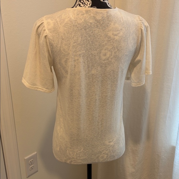 LOFT Cream V-Neck Blouse with Button Front - Picture 5 of 8